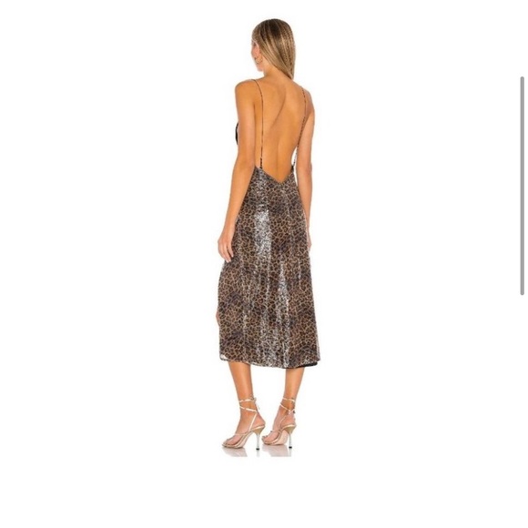 LPA Marissa Midi Dress Size S, L Leopard Print Side Slit Spaghetti Straps NWT - Picture 2 of 7